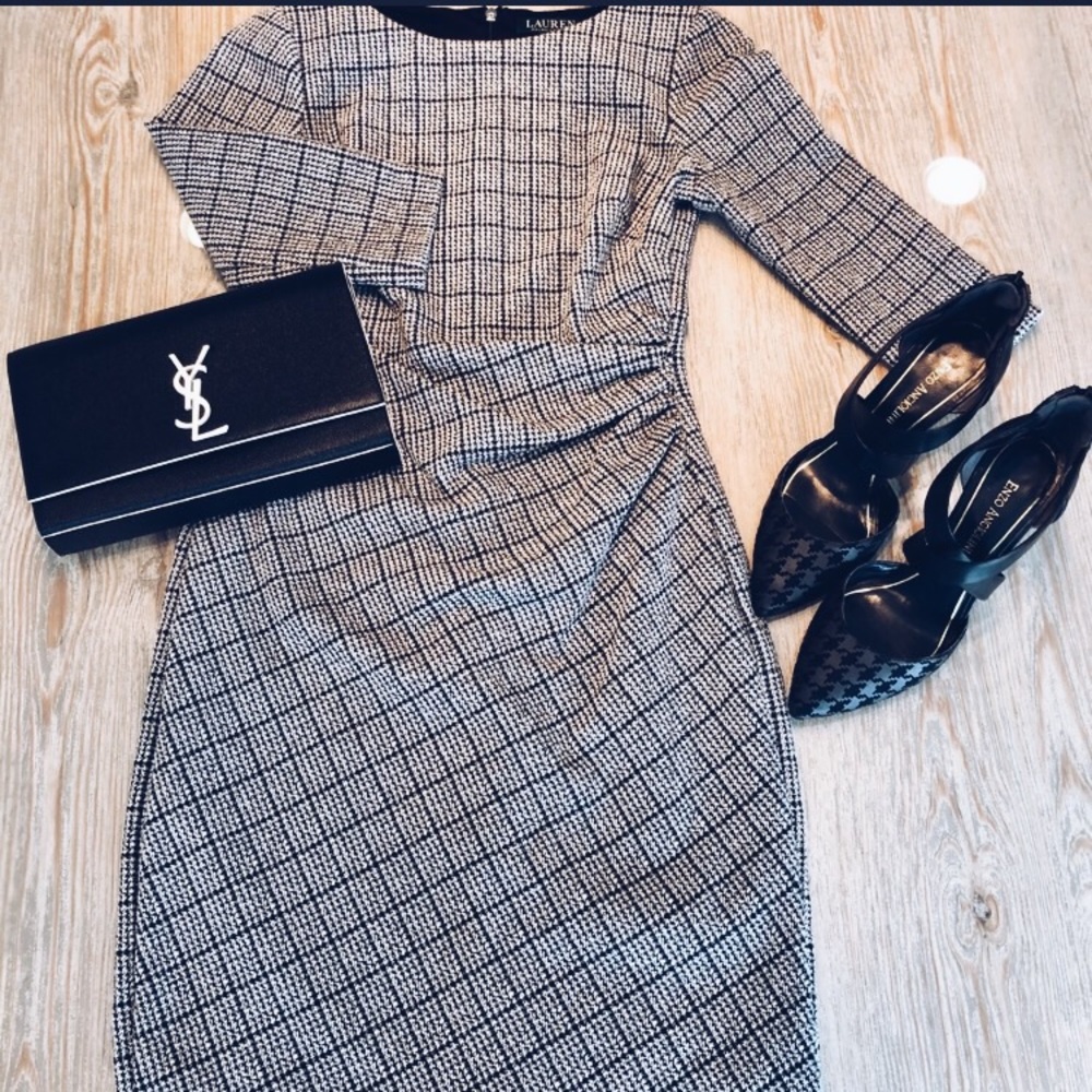 Lauren Ralph Lauren Dress Houndstooth Size 2 Petite - Picture 1 of 6
